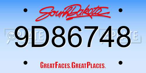 9D86748 South Dakota License Plate