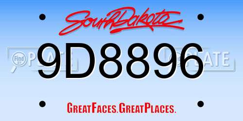 9D8896 South Dakota License Plate