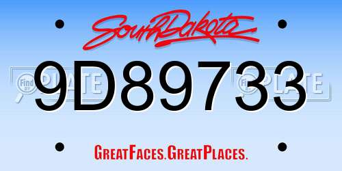 9D89733 South Dakota License Plate