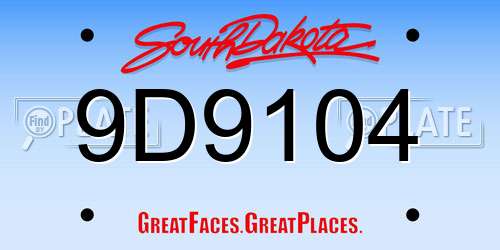 9D9104 South Dakota License Plate