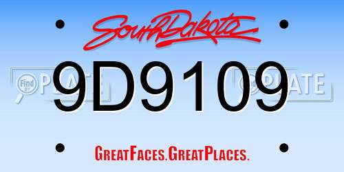 9D9109 South Dakota License Plate