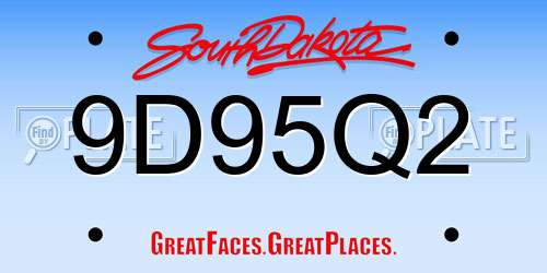 9D95Q2 South Dakota License Plate