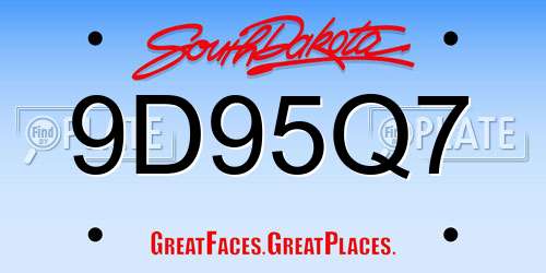 9D95Q7 South Dakota License Plate
