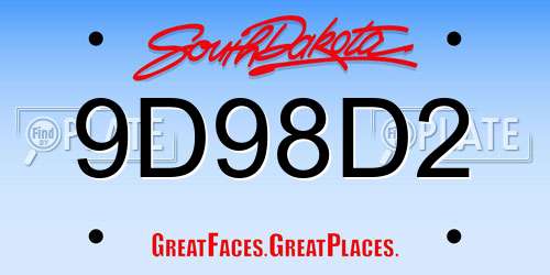 9D98D2 South Dakota License Plate