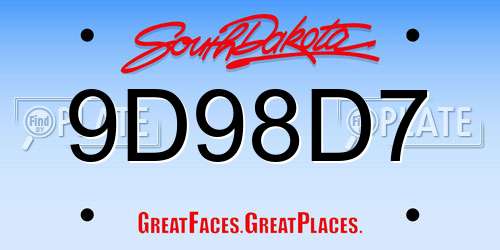 9D98D7 South Dakota License Plate