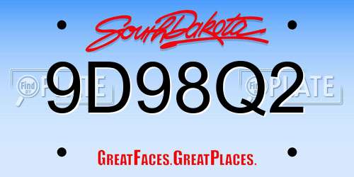 9D98Q2 South Dakota License Plate