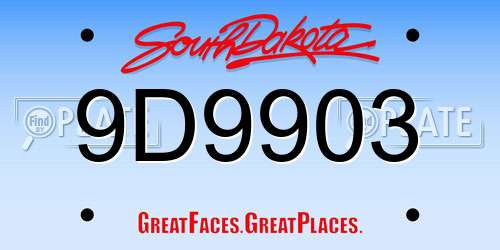 9D9903 South Dakota License Plate