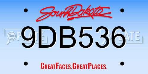 9DB536 South Dakota License Plate