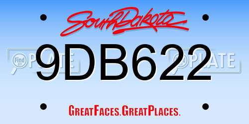 9DB622 South Dakota License Plate