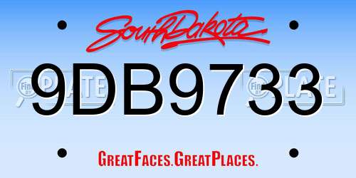 9DB9733 South Dakota License Plate