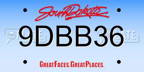 9DBB36 South Dakota License Plate