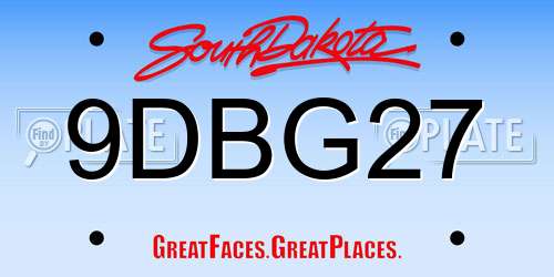 9DBG27 South Dakota License Plate