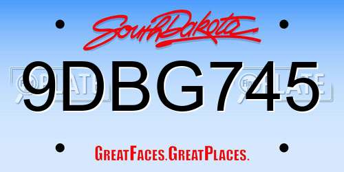 9DBG745 South Dakota License Plate