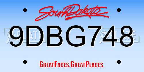 9DBG748 South Dakota License Plate