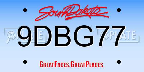 9DBG77 South Dakota License Plate