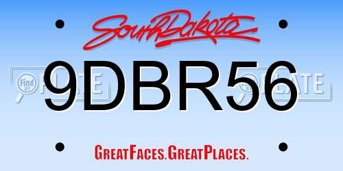 9DBR56 South Dakota License Plate