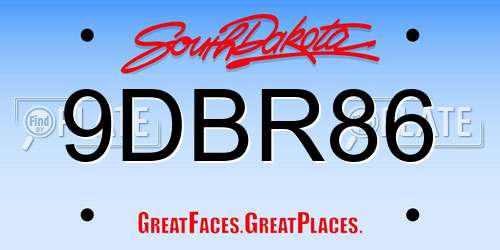 9DBR86 South Dakota License Plate