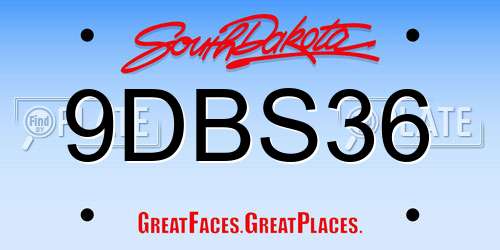 9DBS36 South Dakota License Plate