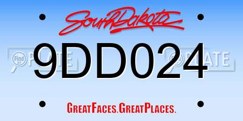 9DD024 South Dakota License Plate