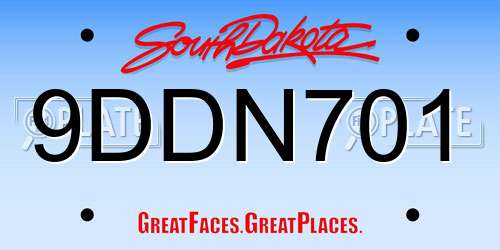 9DDN701 South Dakota License Plate