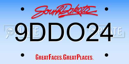 9DDO24 South Dakota License Plate