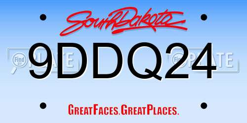 9DDQ24 South Dakota License Plate