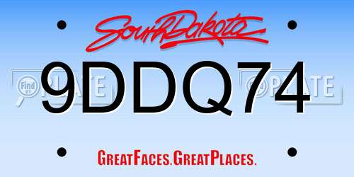 9DDQ74 South Dakota License Plate