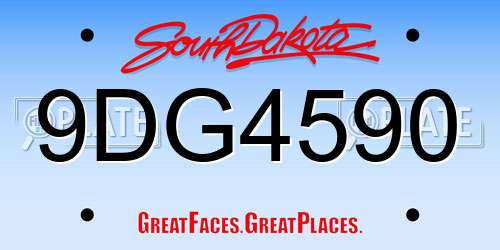 9DG4590 South Dakota License Plate