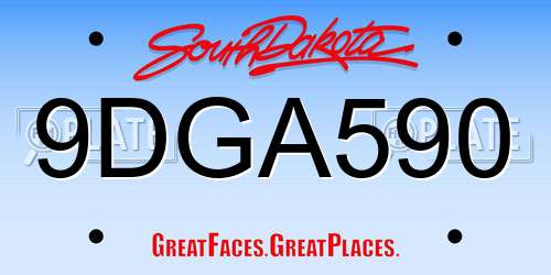 9DGA590 South Dakota License Plate