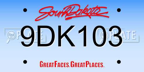 9DK103 South Dakota License Plate