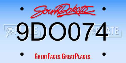 9DO074 South Dakota License Plate