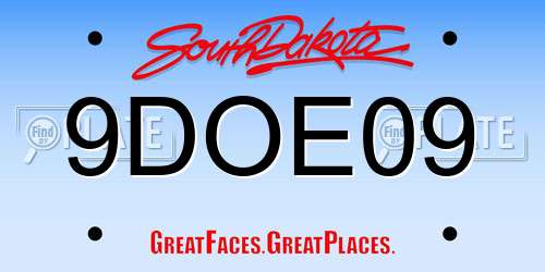 9DOE09 South Dakota License Plate