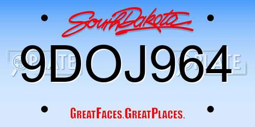 9DOJ964 South Dakota License Plate