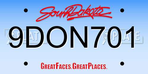 9DON701 South Dakota License Plate