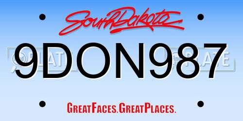 9DON987 South Dakota License Plate
