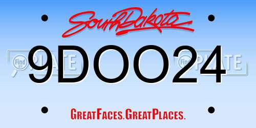 9DOO24 South Dakota License Plate