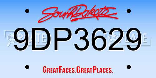 9DP3629 South Dakota License Plate