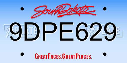 9DPE629 South Dakota License Plate