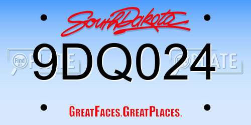 9DQ024 South Dakota License Plate