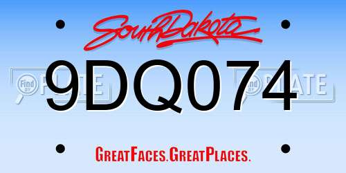 9DQ074 South Dakota License Plate