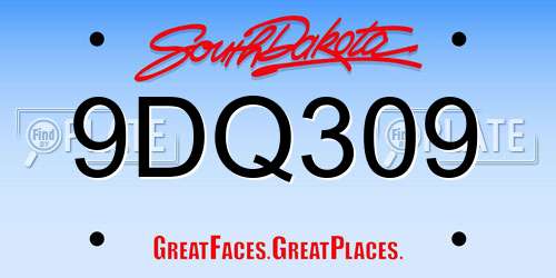 9DQ309 South Dakota License Plate