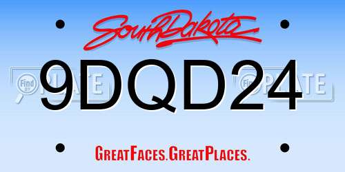 9DQD24 South Dakota License Plate