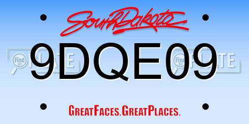 9DQE09 South Dakota License Plate