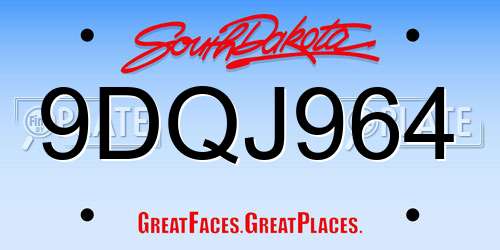 9DQJ964 South Dakota License Plate