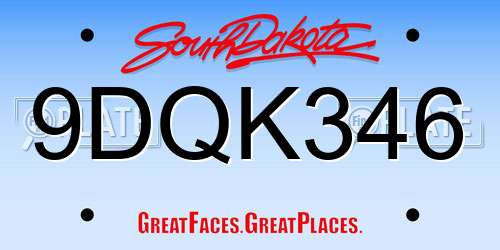 9DQK346 South Dakota License Plate
