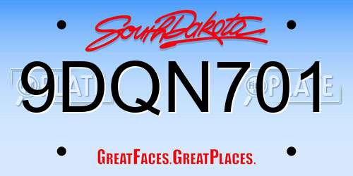 9DQN701 South Dakota License Plate