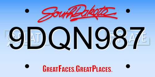 9DQN987 South Dakota License Plate