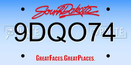 9DQO74 South Dakota License Plate