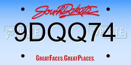 9DQQ74 South Dakota License Plate