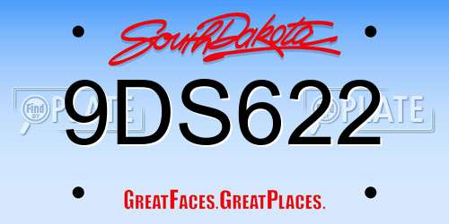 9DS622 South Dakota License Plate